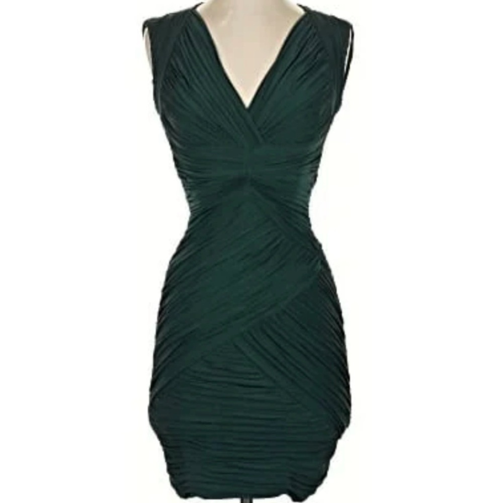 BCBG Max Azria rusched green dress